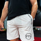 White 5" Zip Pocket Gym Shorts