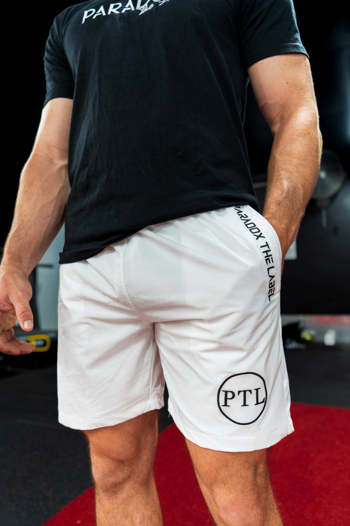 White 7" Zip Pocket Gym Shorts